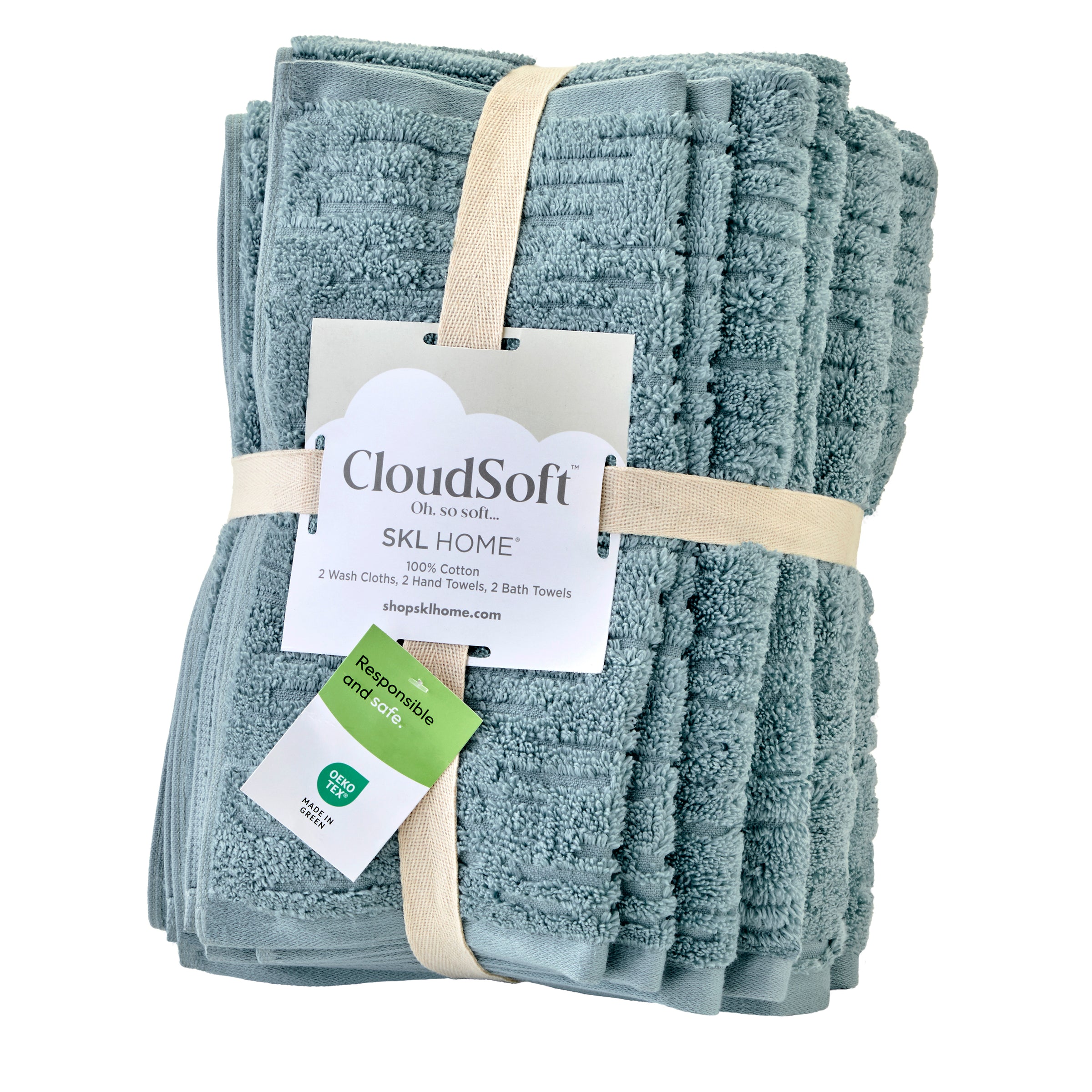 CloudSoft Cotton Luxury 6-Piece Towel Set, Teal