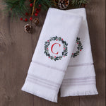 Wreath Monogram “C” 2-Piece Hand Towel Set, White