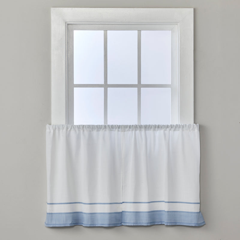 Carrick Stripe Window Tier Pair, Blue, 56" x 24"