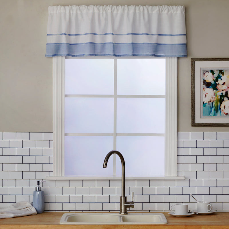 Carrick Stripe Window Valance, Blue, 56" x 13"