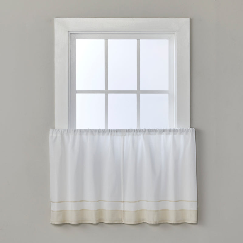 Carrick Stripe Window Tier Pair, Natural, 56" x 36"