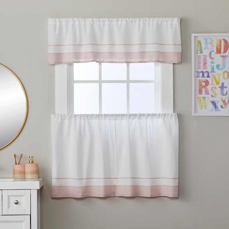 Carrick Stripe Window Tier Pair, Pink, 56" x 36"