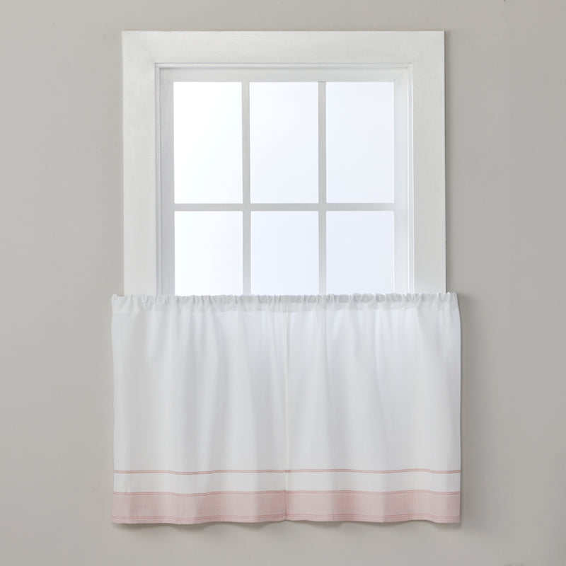 Carrick Stripe Window Tier Pair, Pink, 56" x 24"