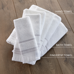 Casual Fringe 2-Piece Cotton Tip Towel Set, White