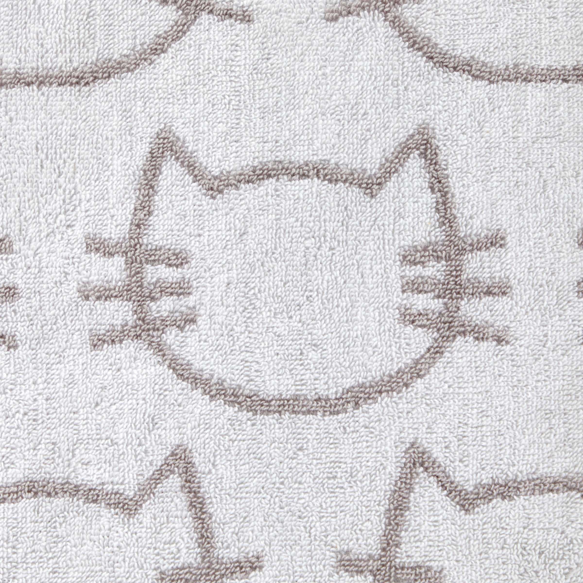 Cat Jacquard Bath Towel, White/Gray