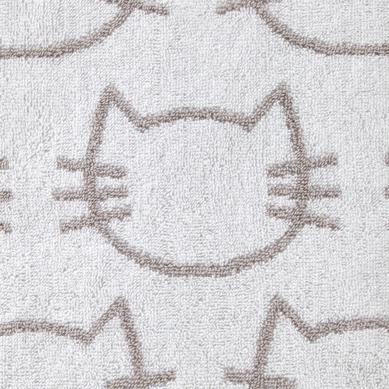 Cat Jacquard Bath Towel, White/Gray