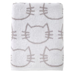 Cat Bath Towel, White/Gray