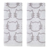 Cat 2-Piece Hand Towel Set, White/Gray