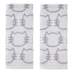 Cat 2-Piece Hand Towel Set, White/Gray