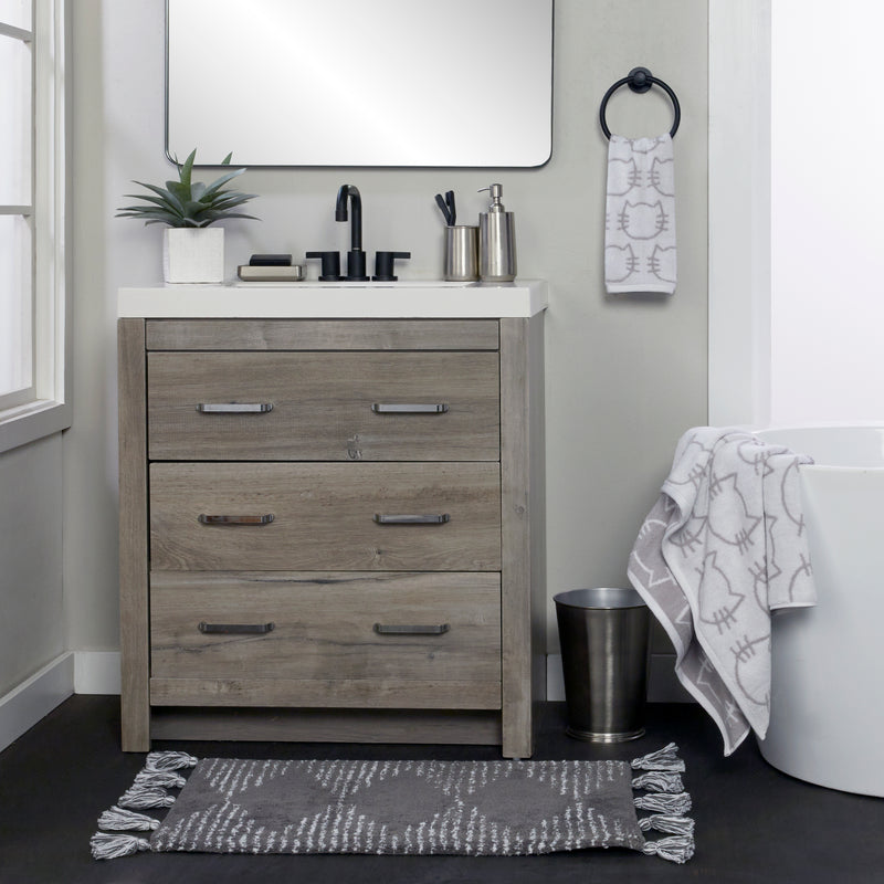 Cat 2-Piece Hand Towel Set, White/Gray