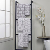 Cat 2-Piece Hand Towel Set, White/Gray