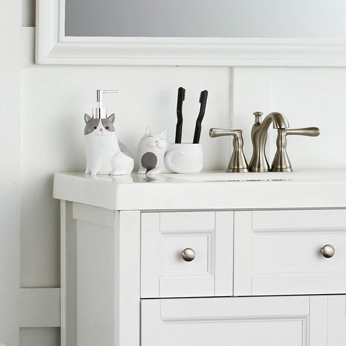 Pet Play Cat Toothbrush Holder, White