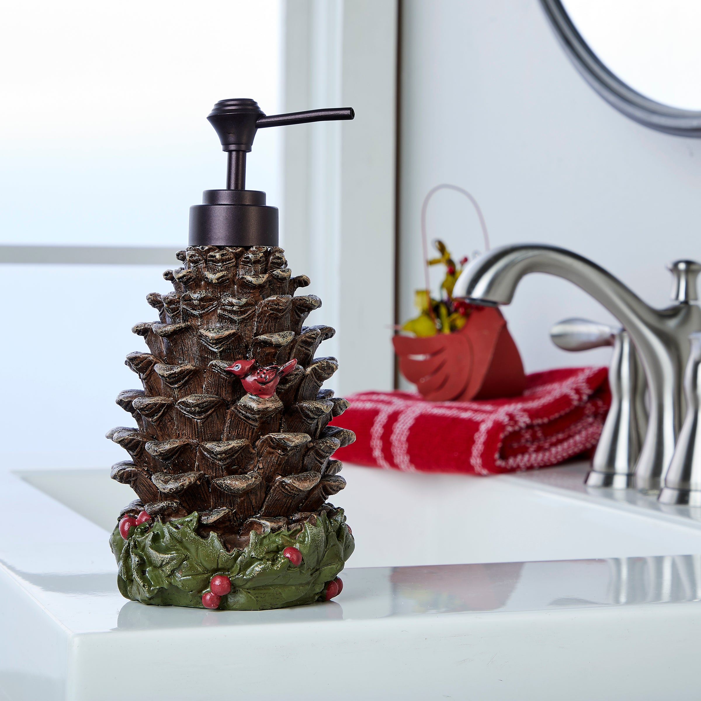 Celebrate Pinecone Lotion/Soap Dispenser, Brown