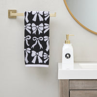 Bow Jacquard 2-Piece Hand Towel Set, Black/White