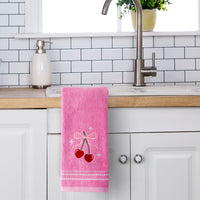 Cherry Hearts 2-Piece Hand Towel Set, Pink