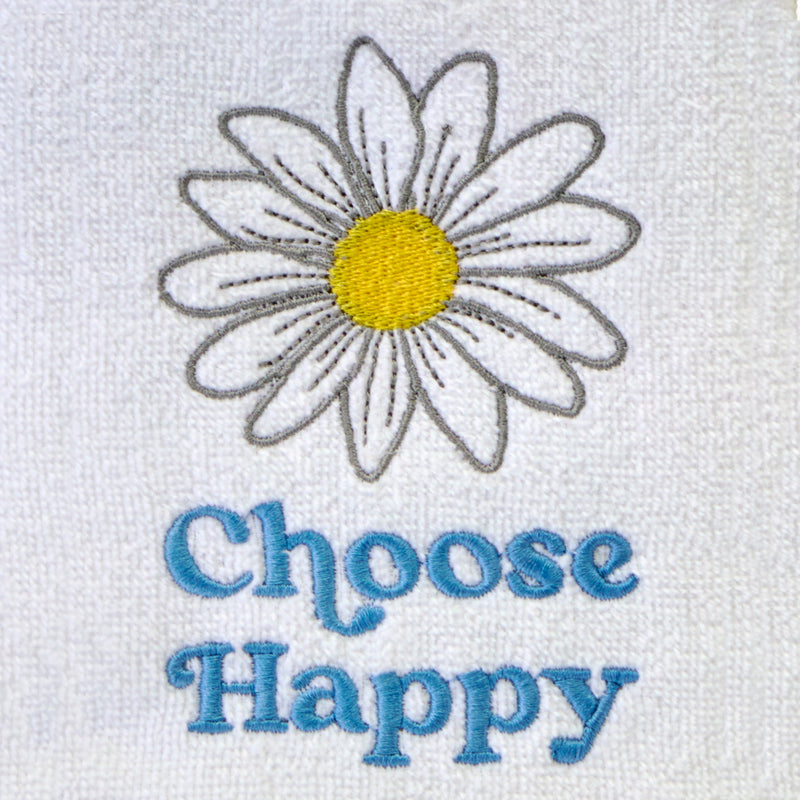 Choose Happy 2-Piece Hand Towel Set, White
