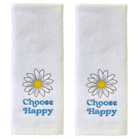 Choose Happy 2-Piece Hand Towel Set, White