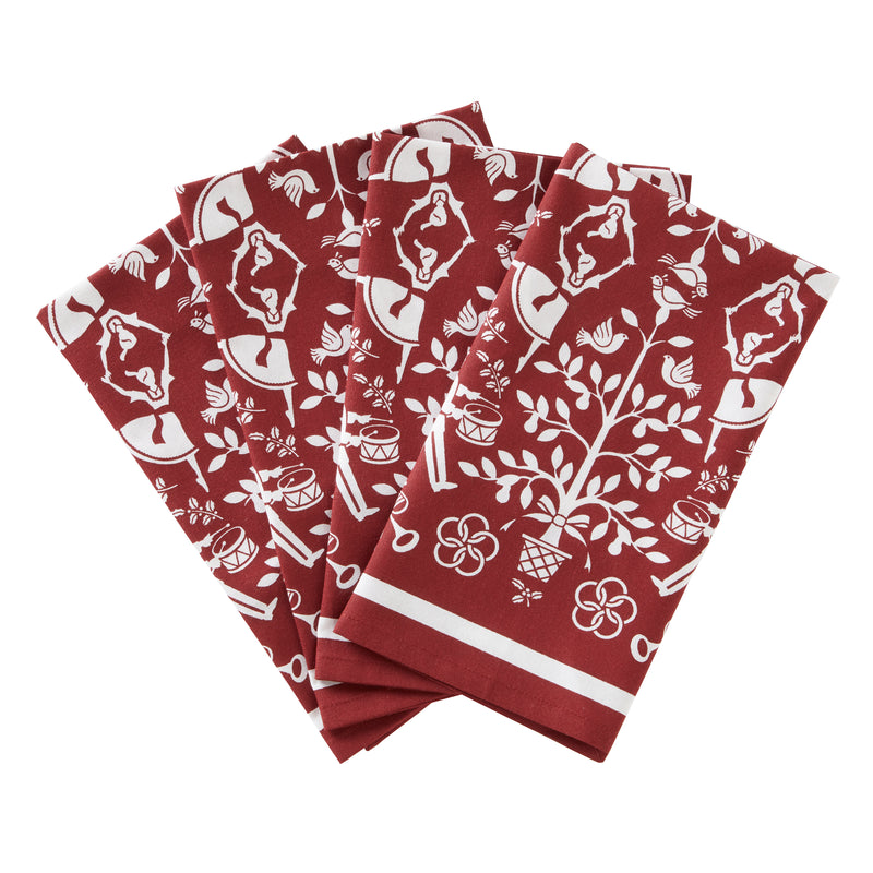 Vern Yip by SKL Home Christmas Carol 4-Piece Napkin Set, Red/White