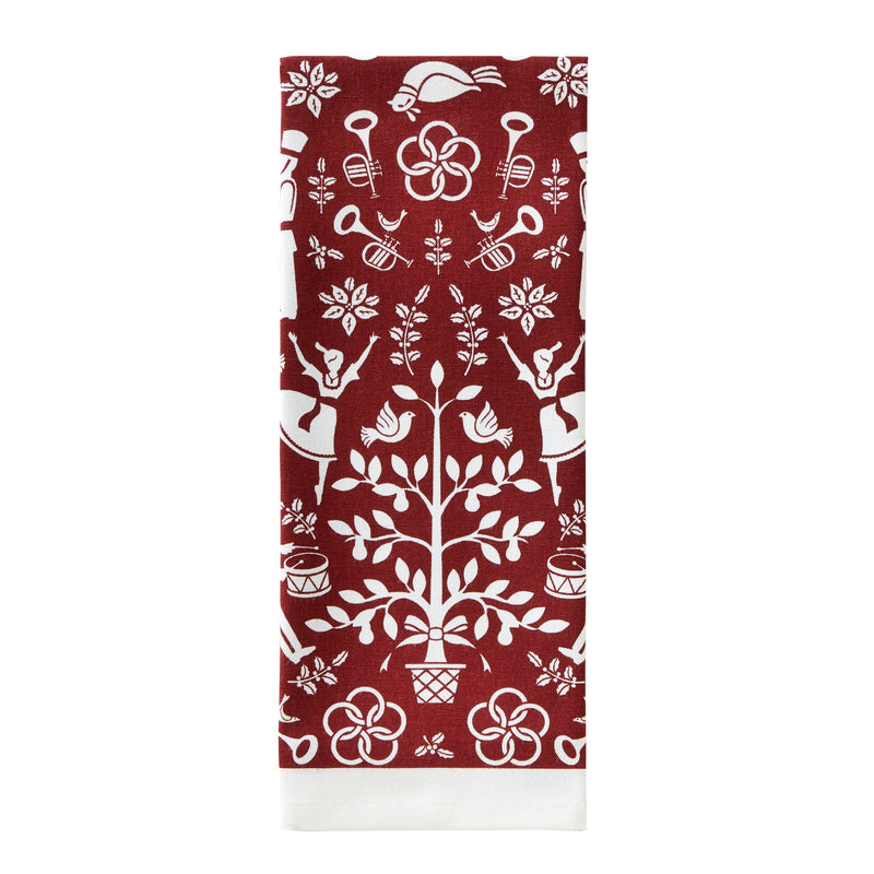 Vern Yip by SKL Home Christmas Carol Printed Dish Towel, Red/White