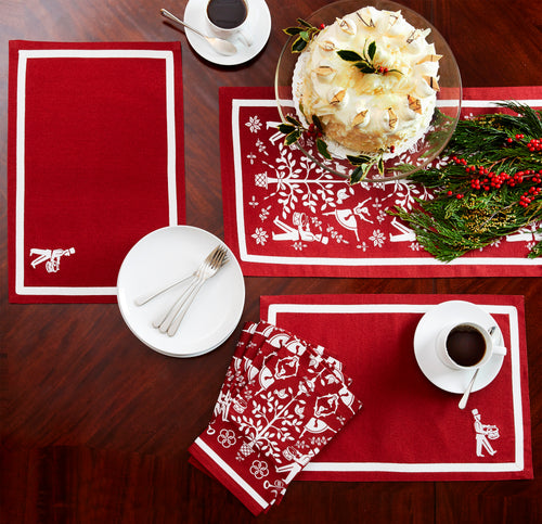 Vern Yip by SKL Home Christmas Carol 4-Piece Placemat Set, Red/White