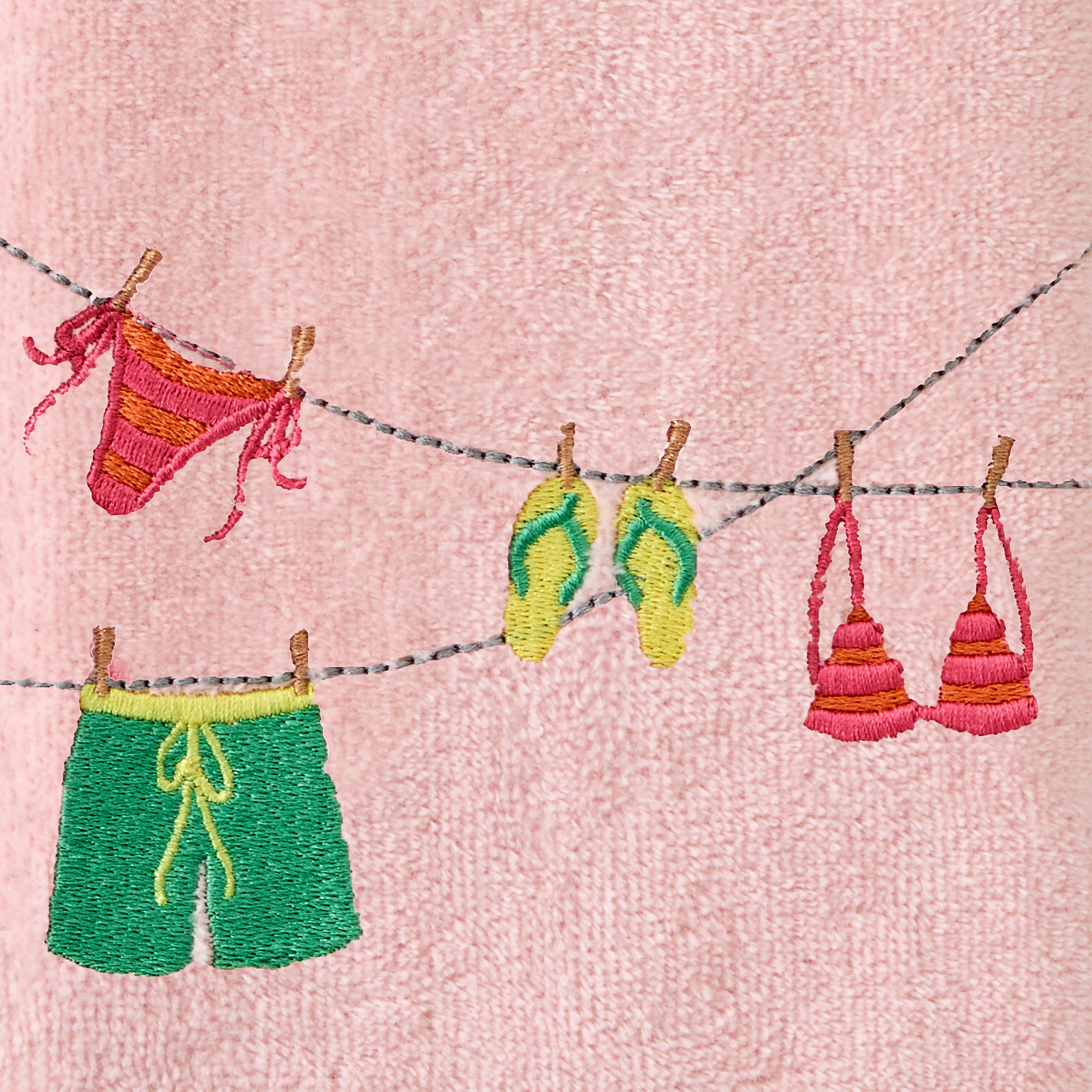 Summer Clothesline 2-Piece Hand Towel Set, Blush