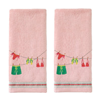Summer Clothesline 2-Piece Hand Towel Set, Blush