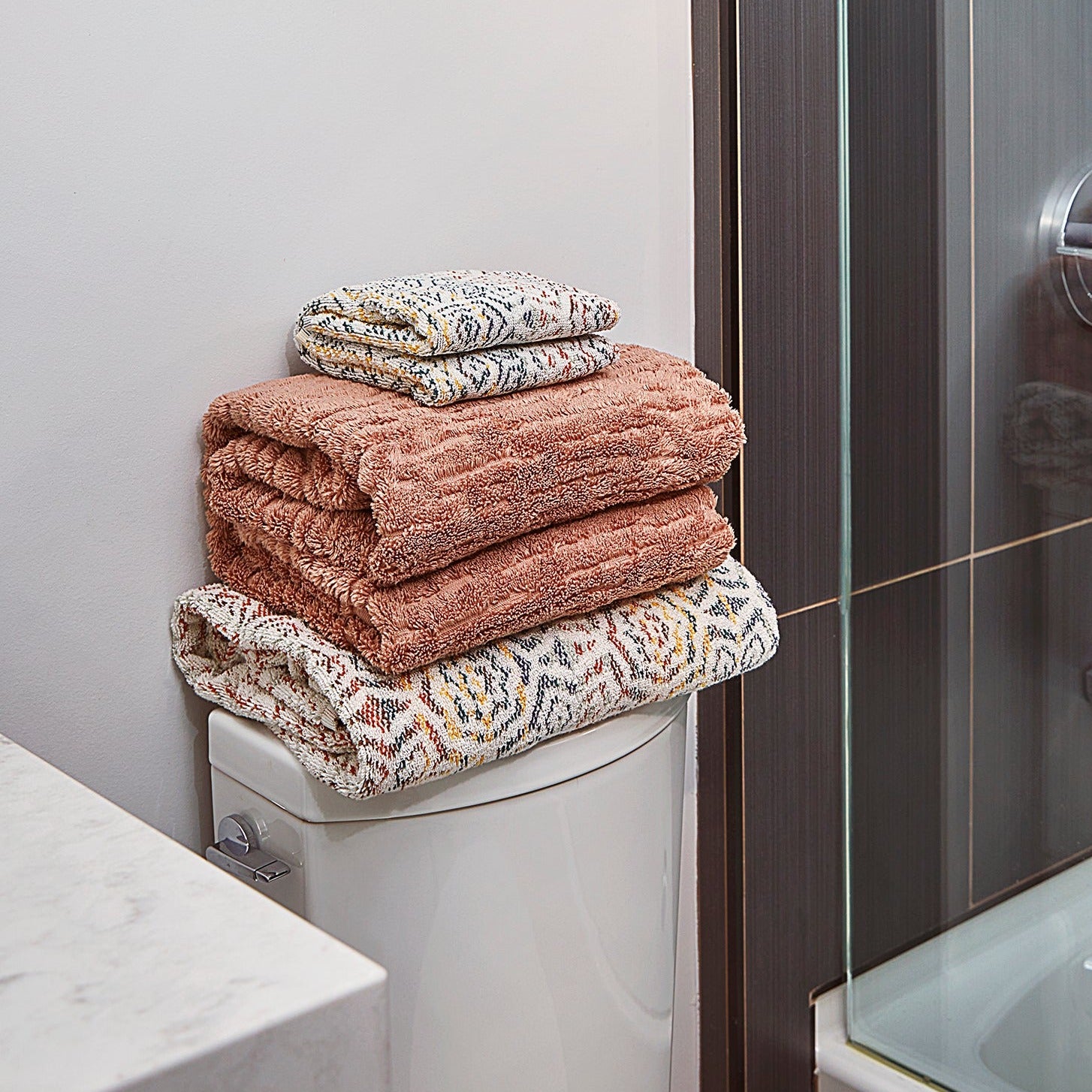 Rhapsody Bath Jacquard Towel, Spice Multi, 100% Cotton, SKL Home