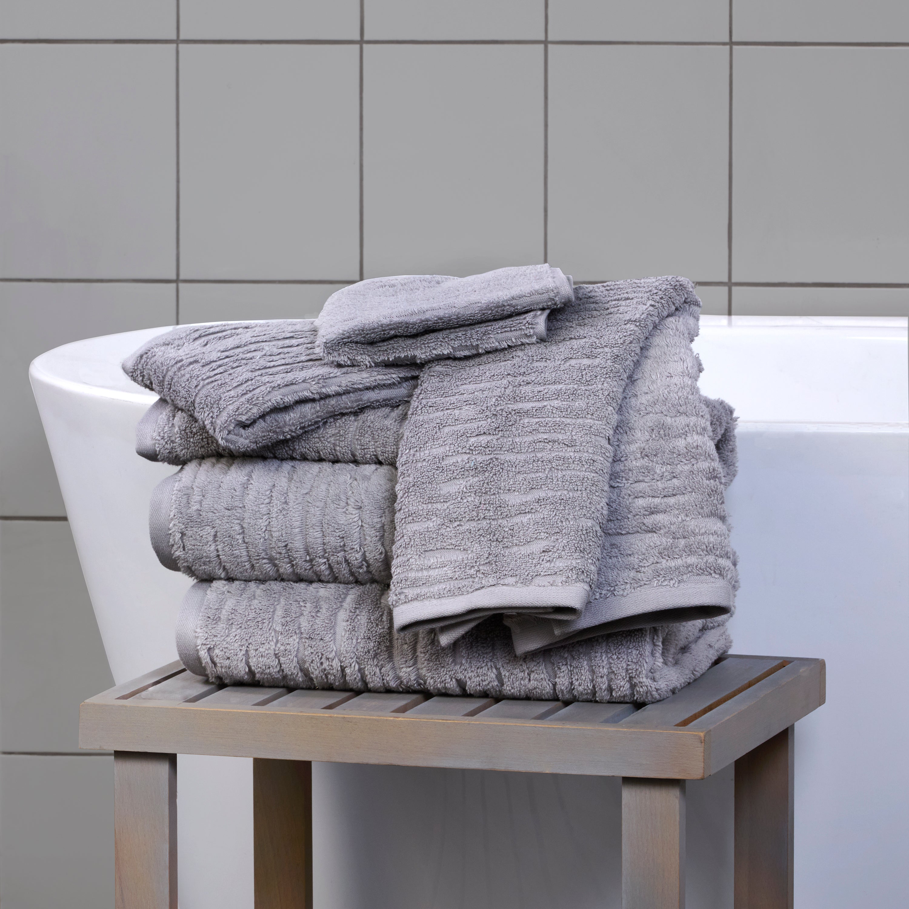 Fluff Cloud Compact シルバー　スムースグレー　セット CloudSoft Cotton Luxury 6-Piece Towel Set, Gray – SKL Home