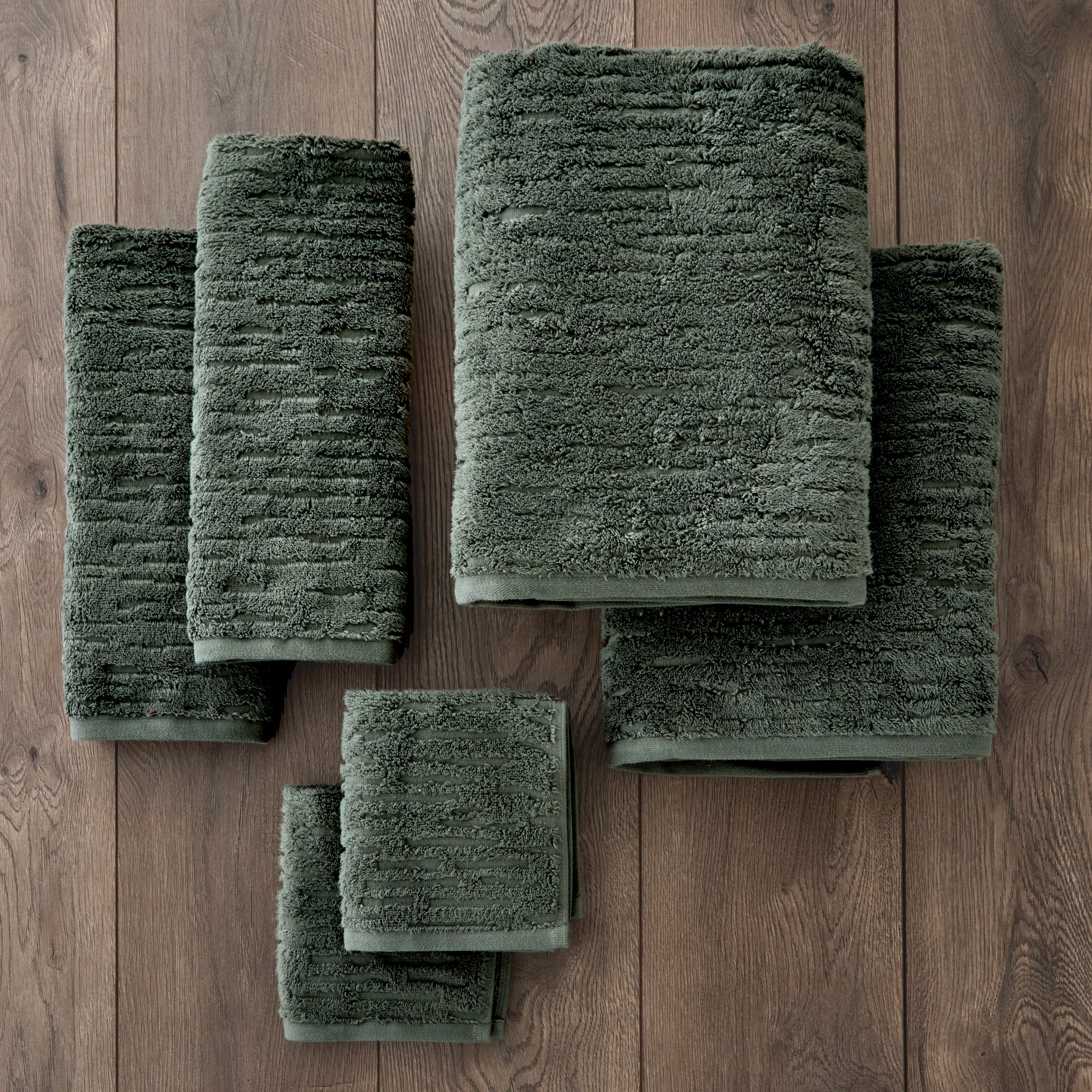 CloudSoft Cotton Luxury 6-Piece Towel Set, Green Pine