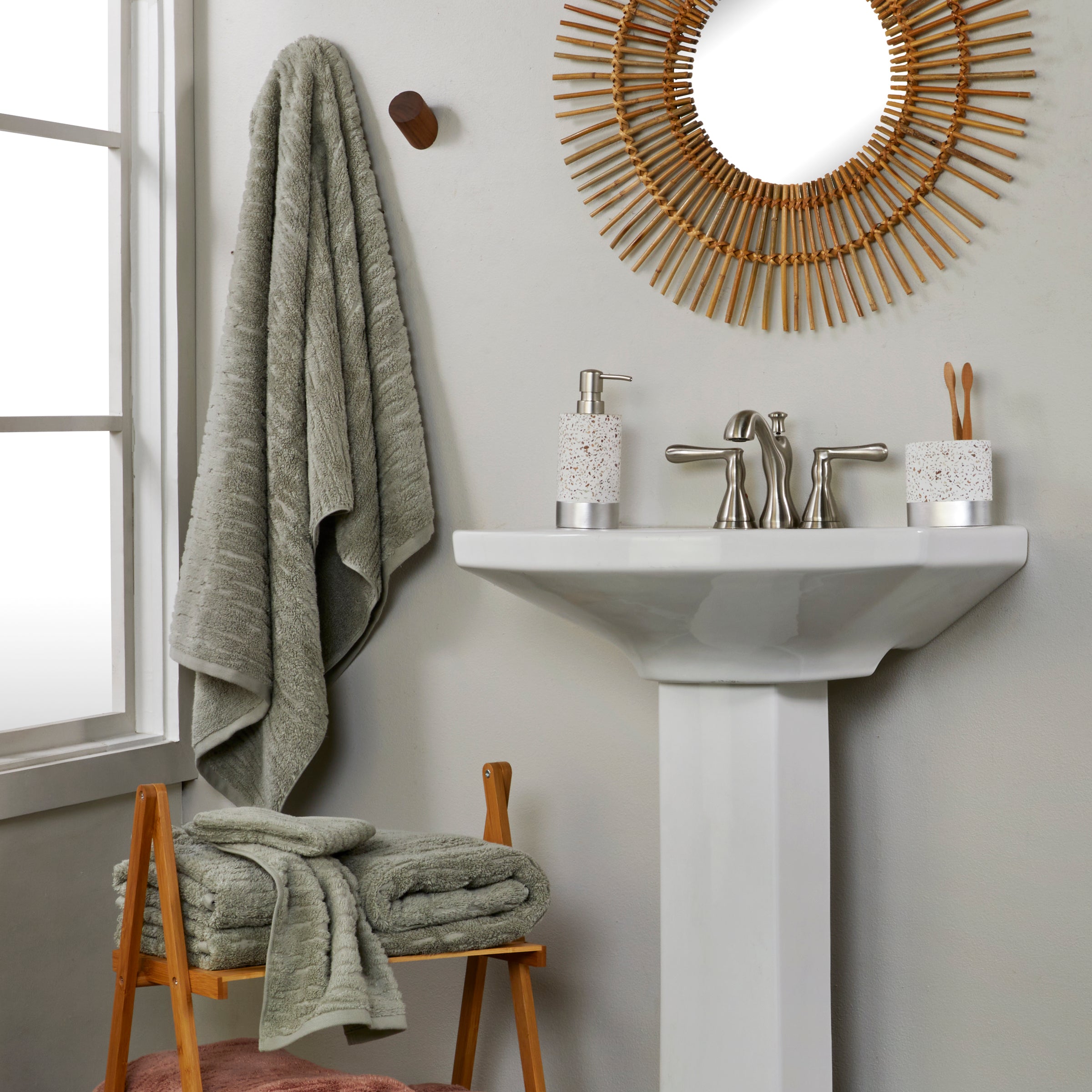 CloudSoft Cotton Luxury Bath Towel, Sage