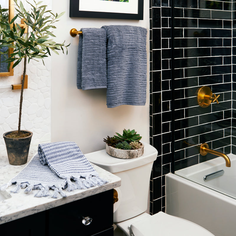 CloudSoft Cotton Luxury 4-Piece Washcloth Set, Smoke Blue