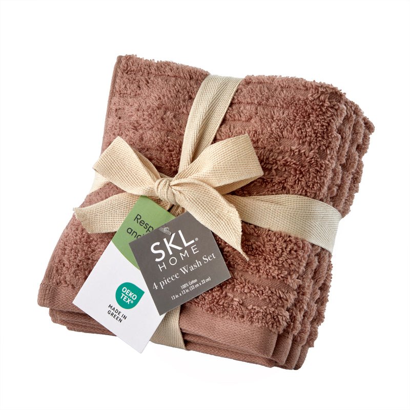 CloudSoft Cotton Luxury 4-Piece Washcloth Set, Clay