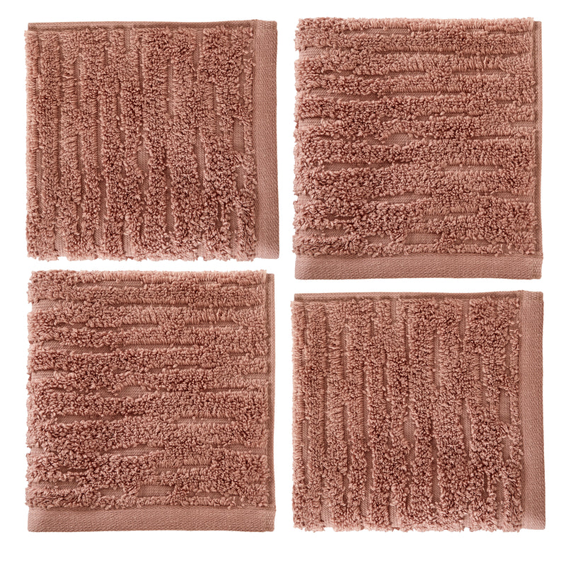 CloudSoft Cotton Luxury 4-Piece Washcloth Set, Clay