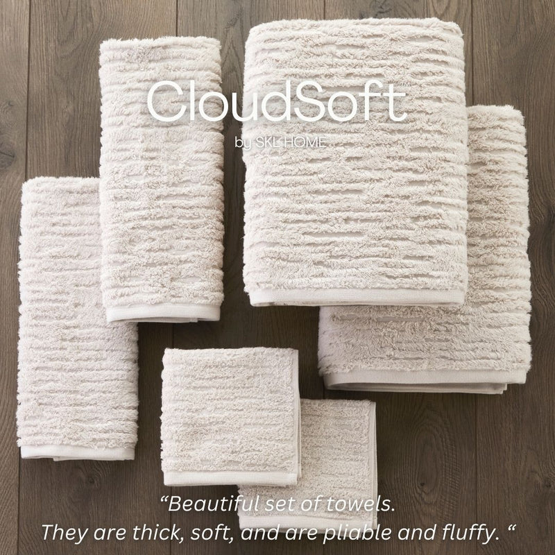 CloudSoft Cotton Luxury 4-Piece Washcloth Set, Oatmeal