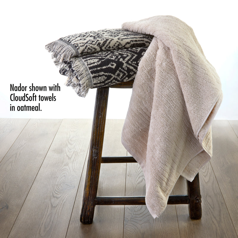 Nador 2-Piece Jacquard Hand Towel Set, Black/Linen