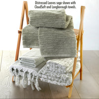 Distressed Leaves 2-Piece Turkish Cotton Hand Towel Set, Sage