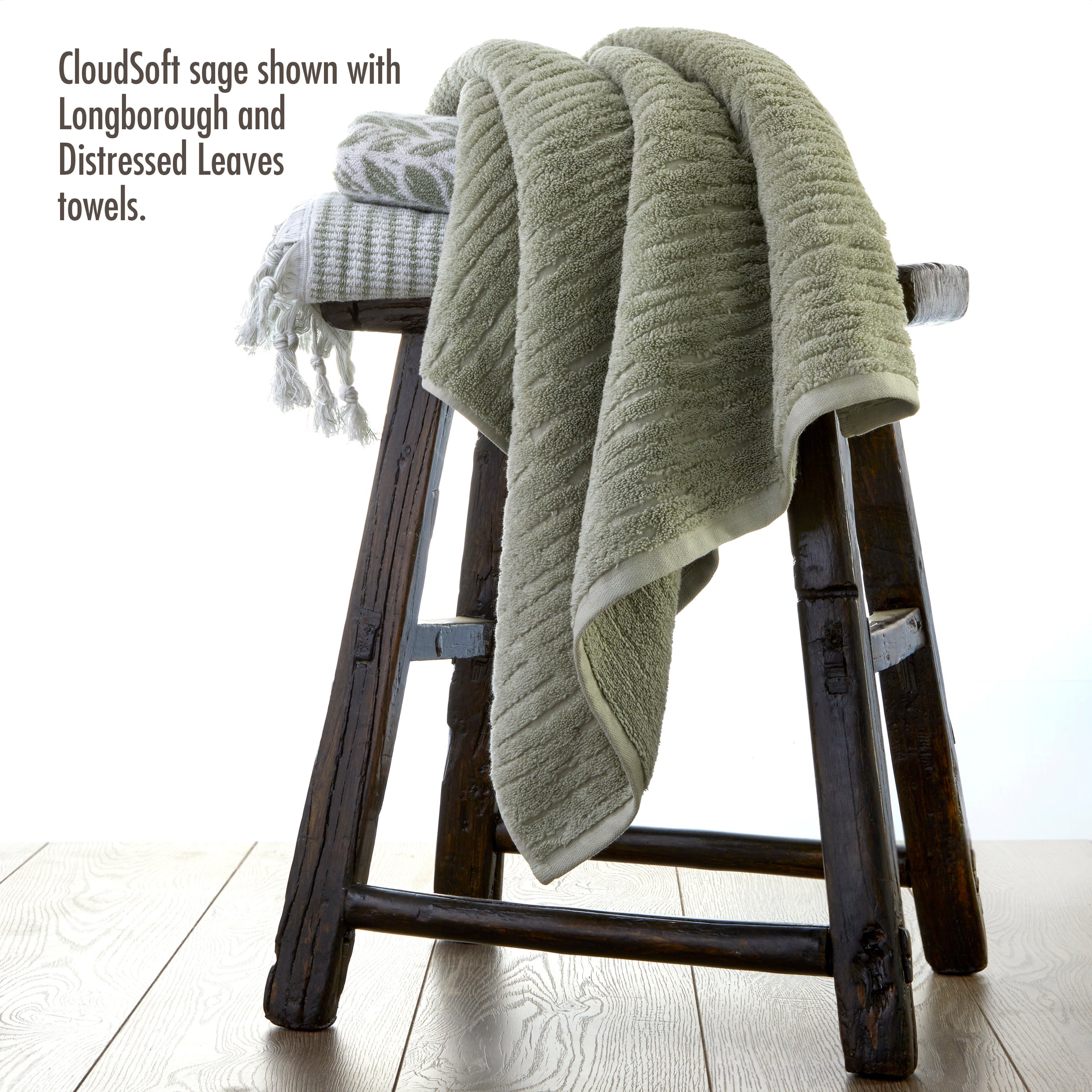 CloudSoft Cotton Luxury Bath Towel, Sage