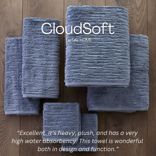 CloudSoft Cotton Luxury 6-Piece Towel Set, Smoke Blue