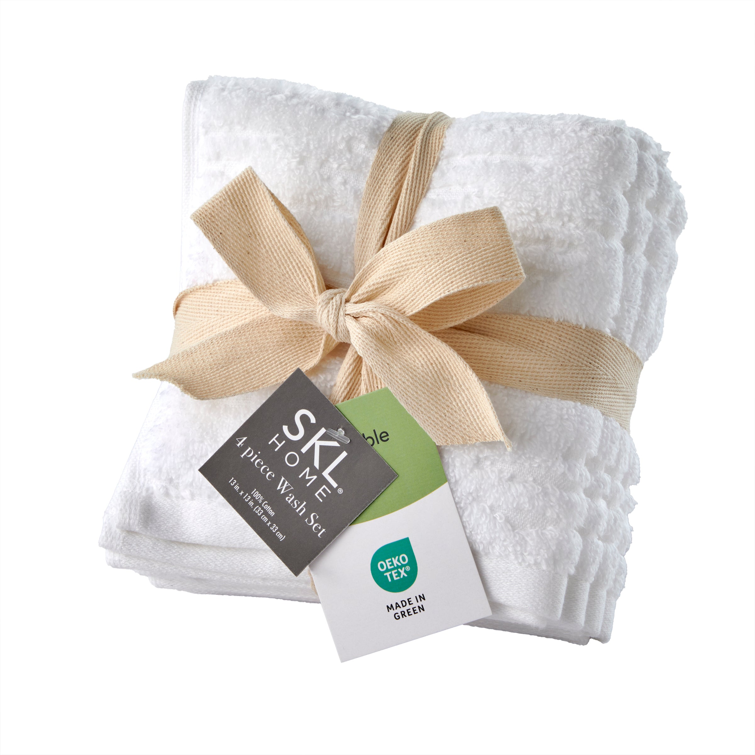 CloudSoft Cotton Luxury 4-Piece Washcloth Set, White