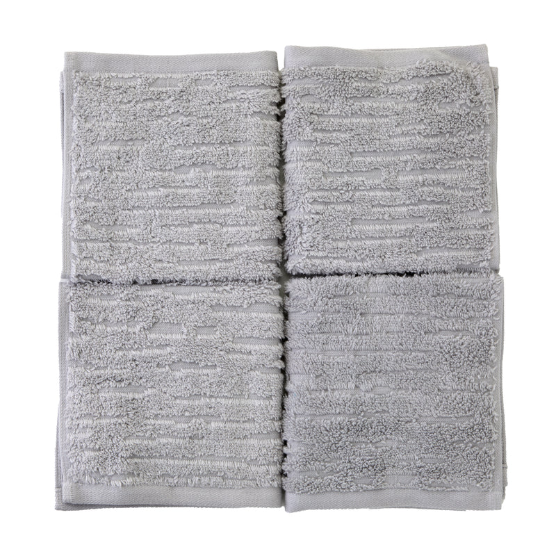 CloudSoft Cotton Luxury 4-Piece Washcloth Set, Gray