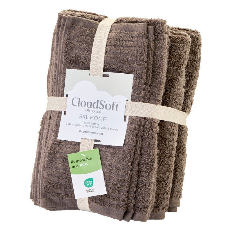 CloudSoft Cotton Luxury 6-Piece Towel Set, Mink