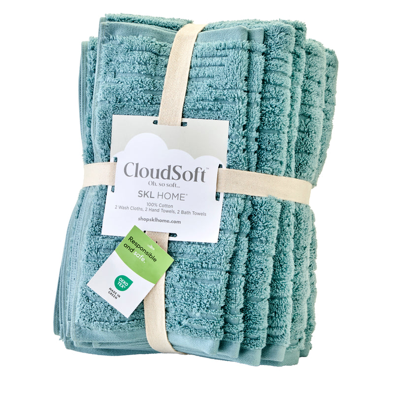 CloudSoft Cotton Luxury 6-Piece Towel Set, Teal