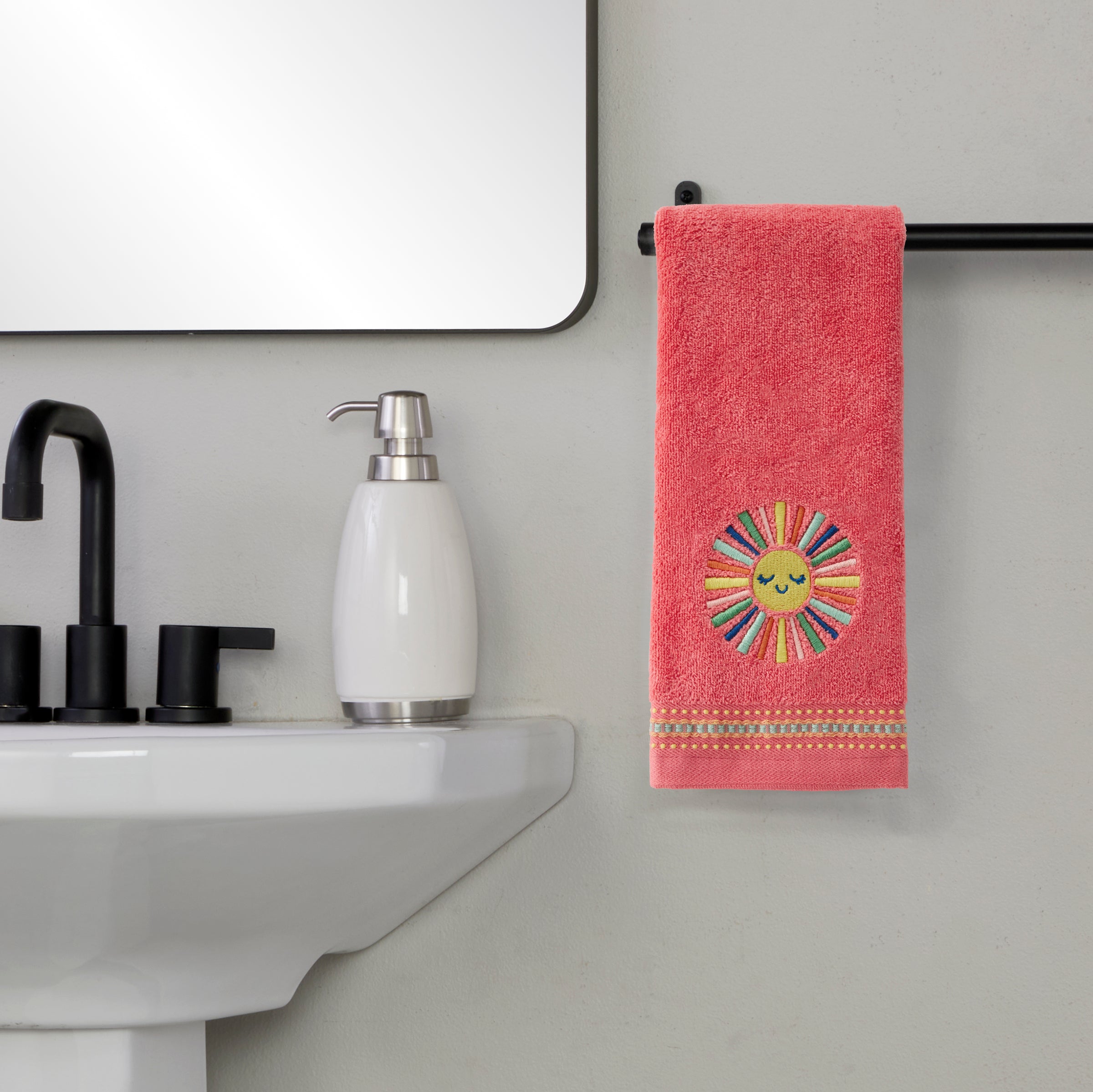 Colorful Sun 2-Piece Hand Towel Set, Coral