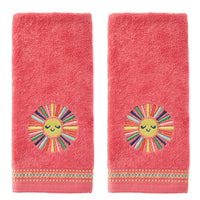 Colorful Sun 2-Piece Hand Towel Set, Coral