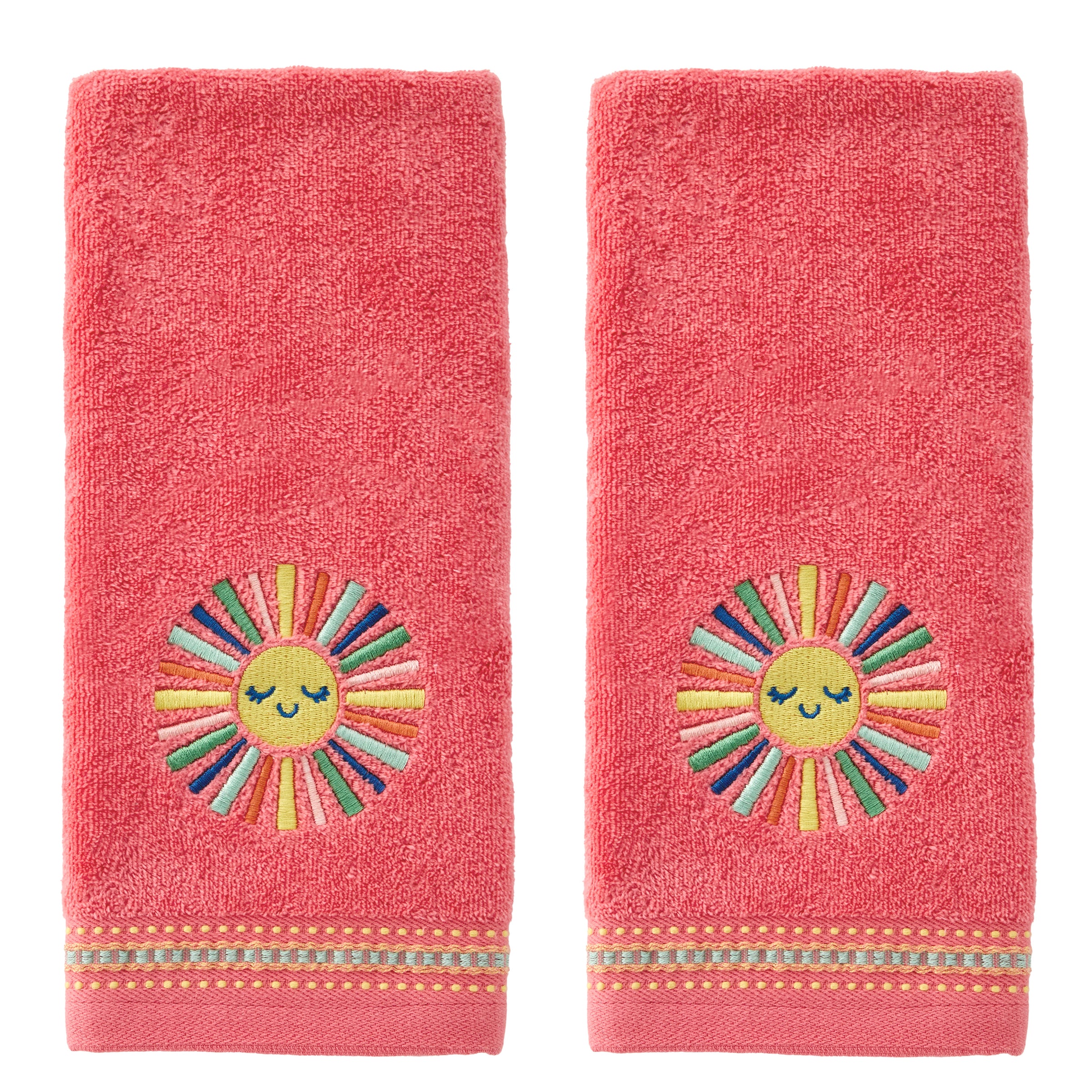 Colorful Sun 2-Piece Hand Towel Set, Coral
