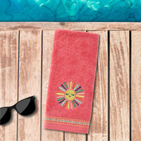 Colorful Sun 2-Piece Hand Towel Set, Coral