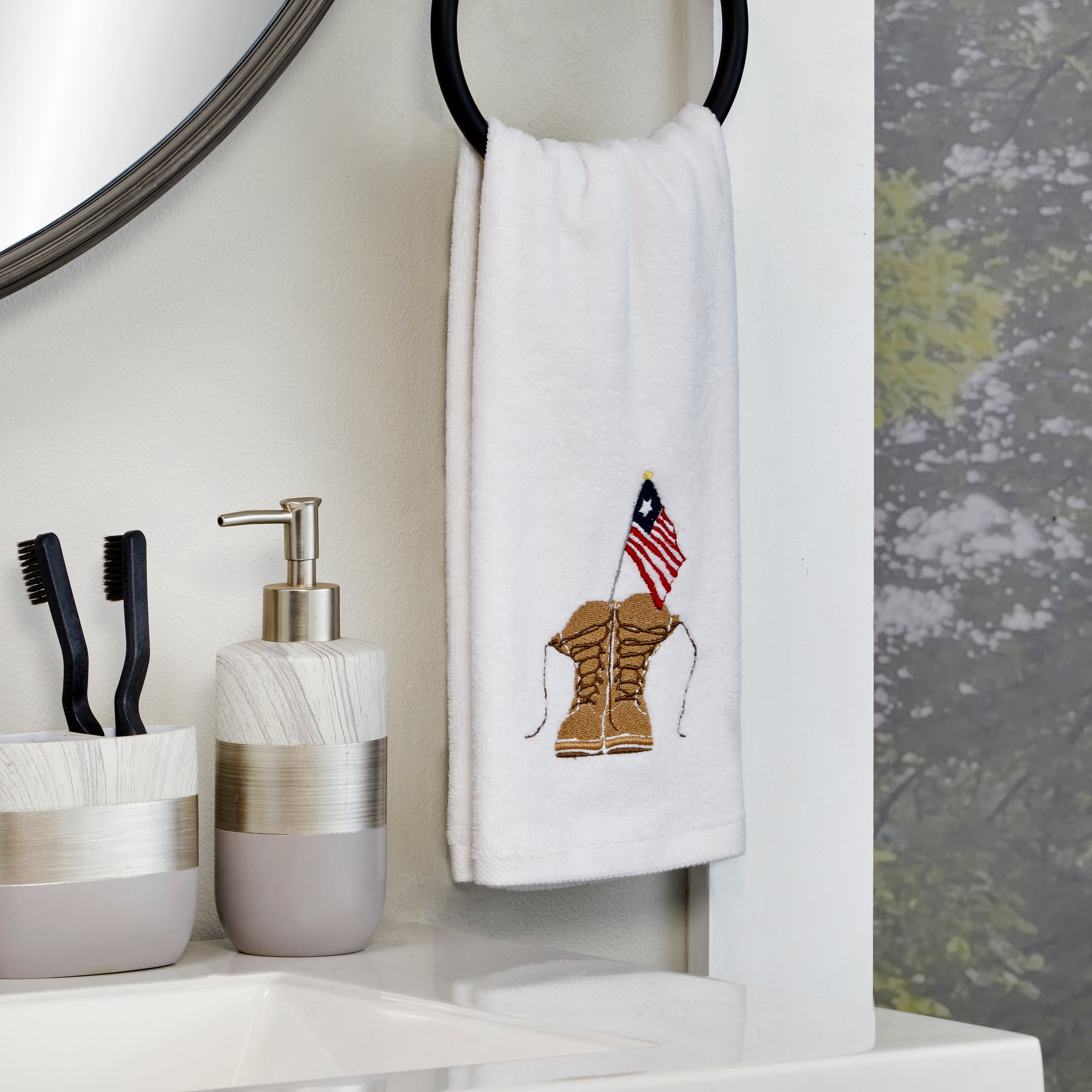 Combat Boots 2-Piece Hand Towel Set, White