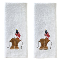 Combat Boots 2-Piece Hand Towel Set, White