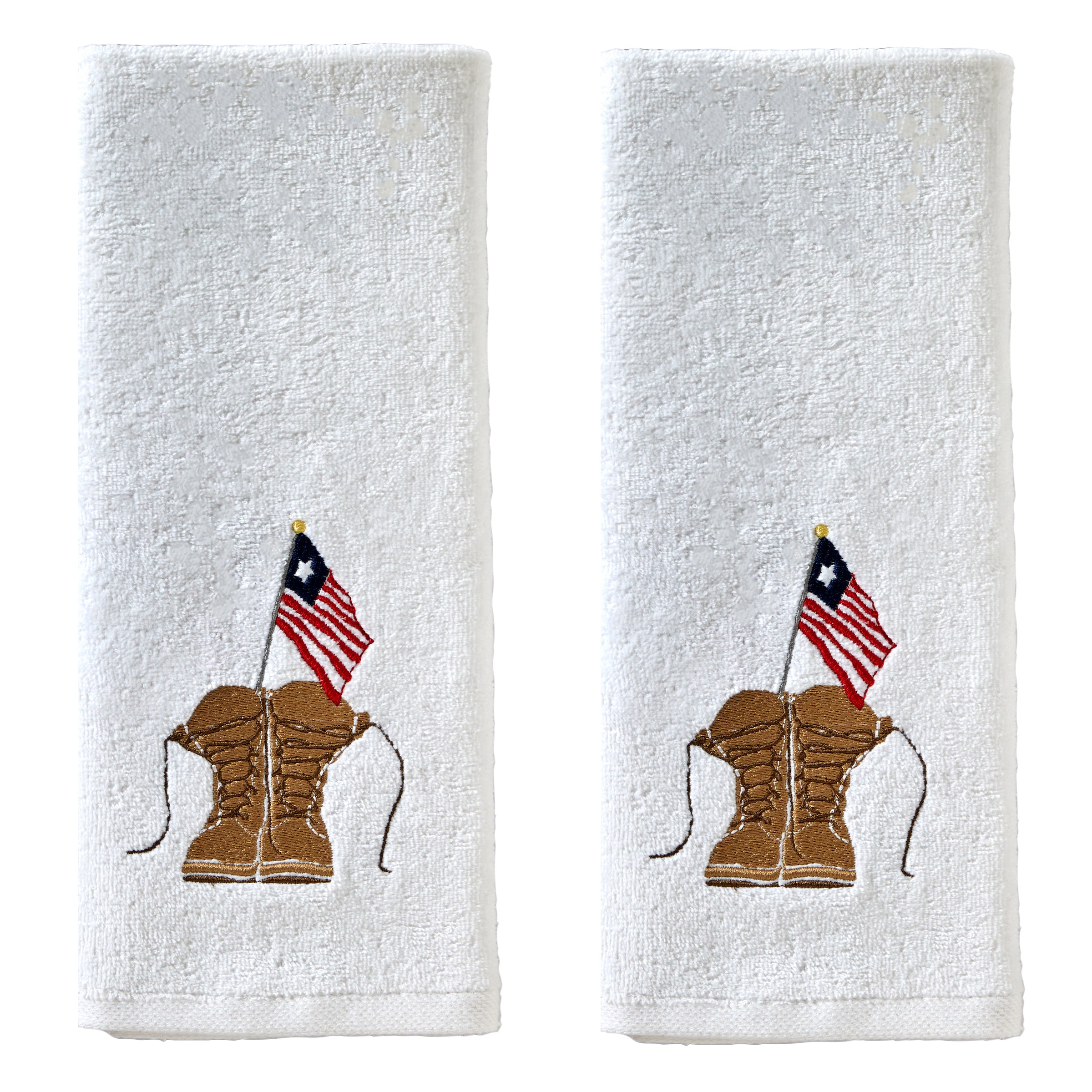 Combat Boots 2-Piece Hand Towel Set, White