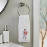 Cool Flamingo 3D Appliqué  2-Piece Hand Towel Set, White